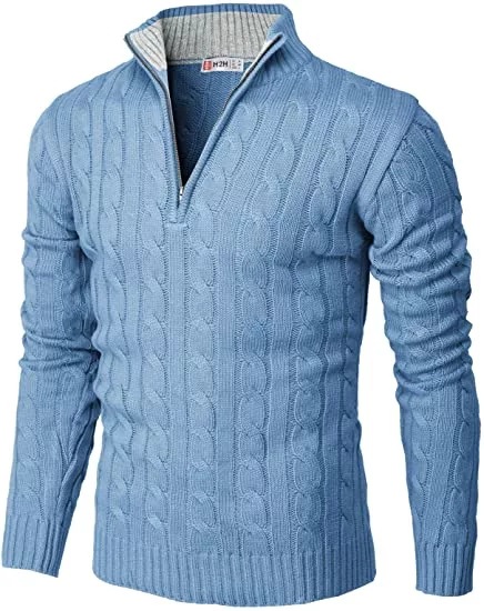 Men's Knitted Zippered Mock-neck Polo Sweater