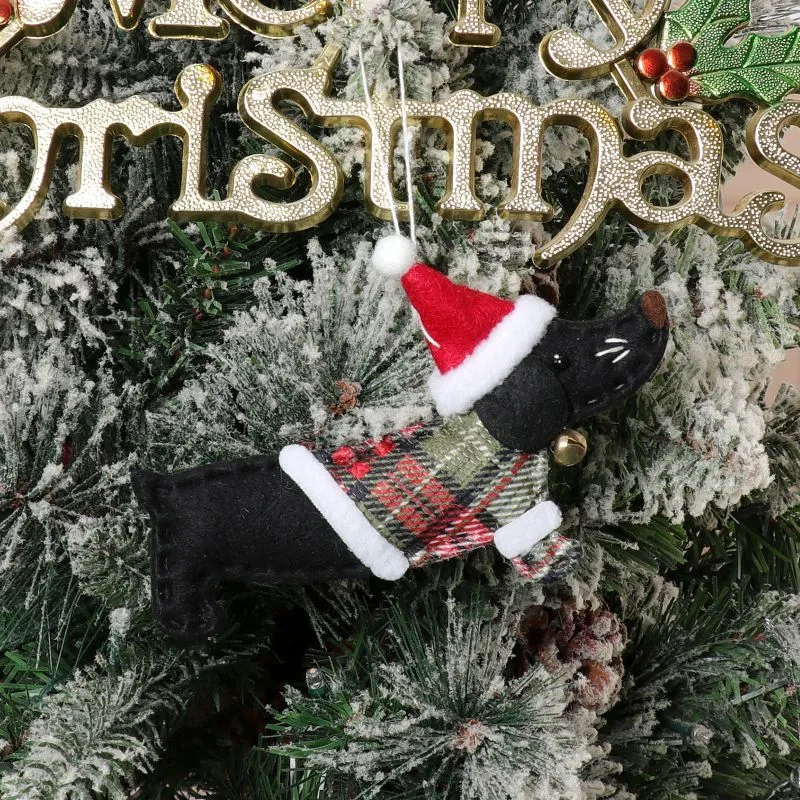 Christmas Decorations Dressing Sausage Dog Small Pendant - Black