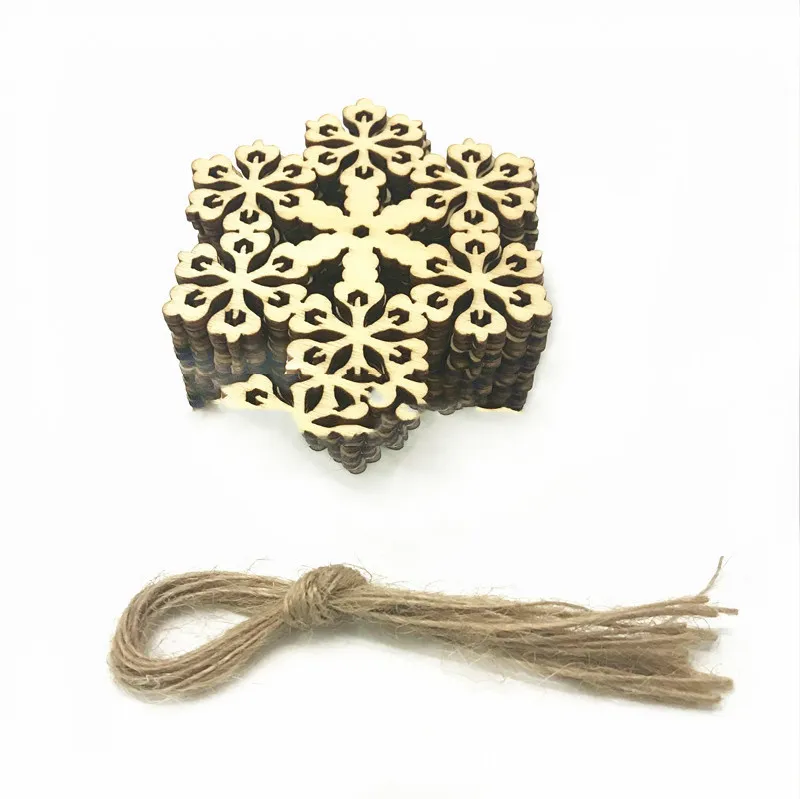 Decorative Wood Chip 80MM Christmas Snowflake - 7Style