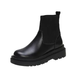 Autumn And Winter Knitted Socks Boots British Style - Black - View 1