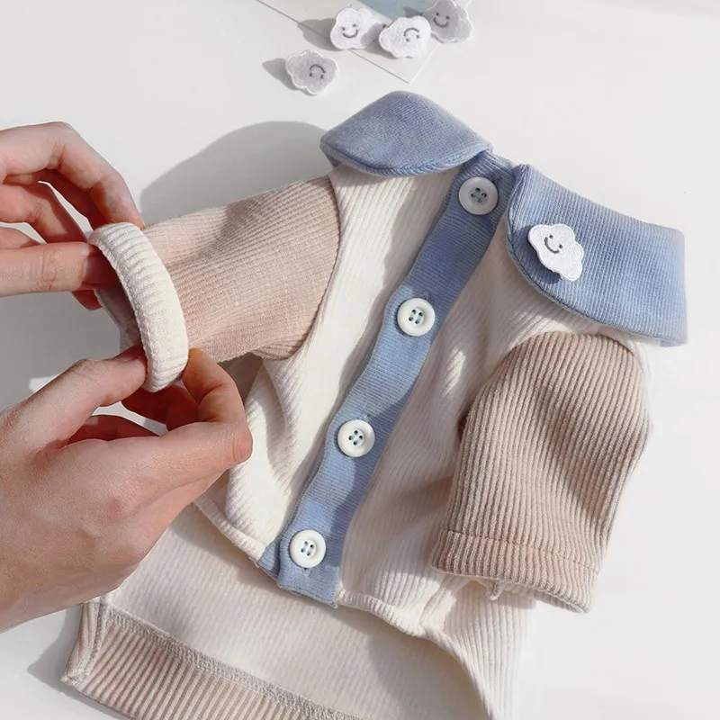Cloud Ribbed Casual Small Dog Pet Clothing - Blue Clouds
