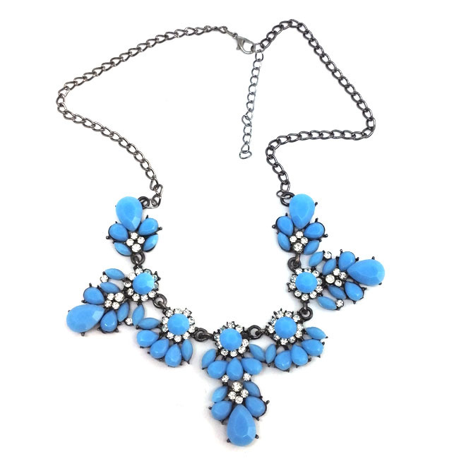 Fluorescent Color Texture Crystal Versatile Summer Short Necklace