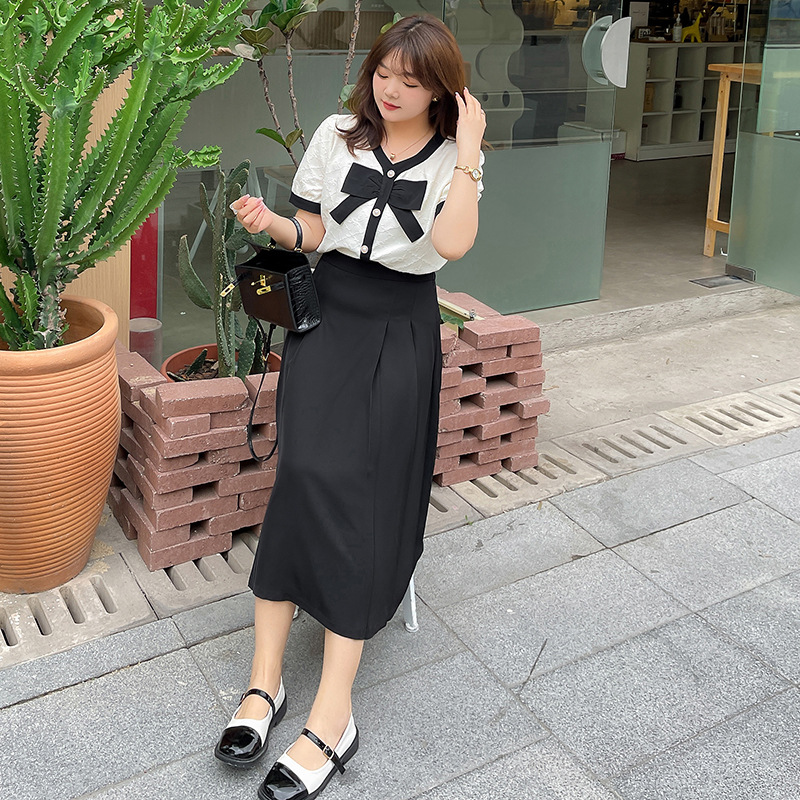 Korean Style Slim Black And White Contrast Color Two-piece Suit