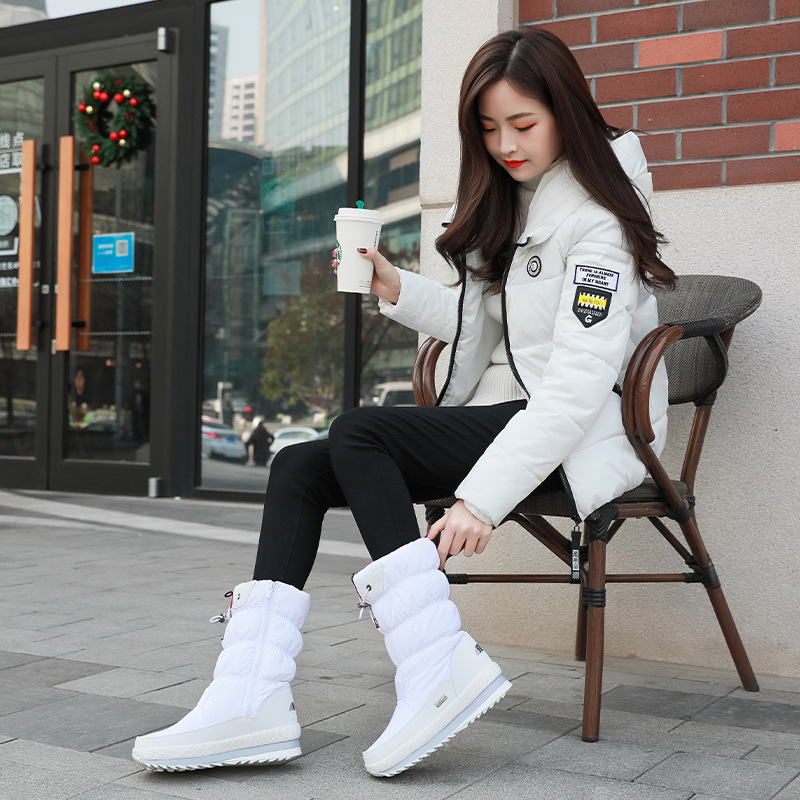 Winter New Plus Velvet Thick Cotton Shoes Thermal Middle Tube Waterproof Non-slip Boots - Image 8