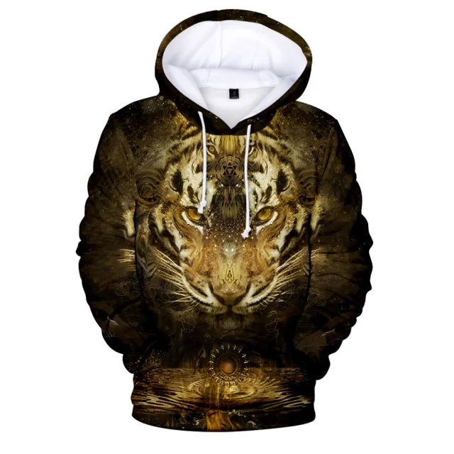 Men's Hoodie Animal Style Tiger Creative Print Yellow - Shop at LoveMi