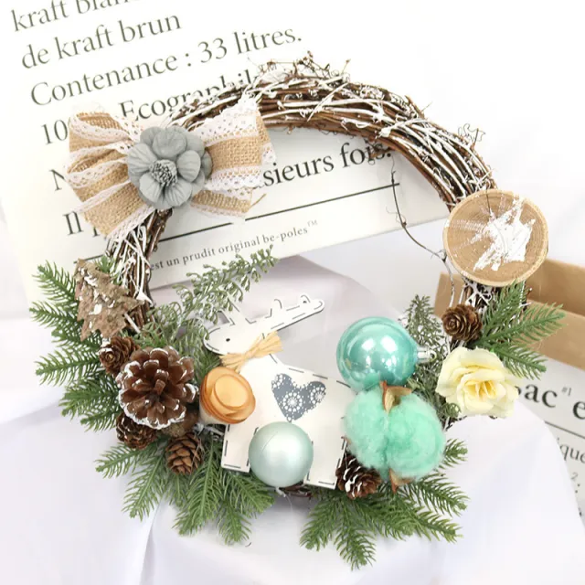 Christmas Decorations WreathWindow Arrangement Door Hanging Light Green - Shop at LoveMi