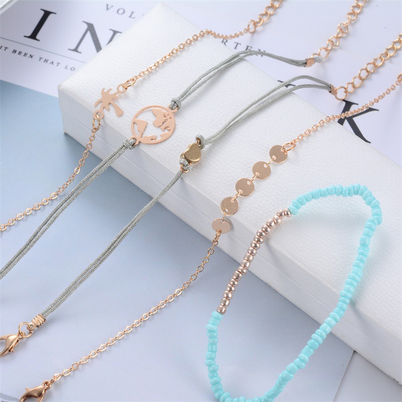 Woven Love Coconut Tree Bracelet Set Fashion Beaded