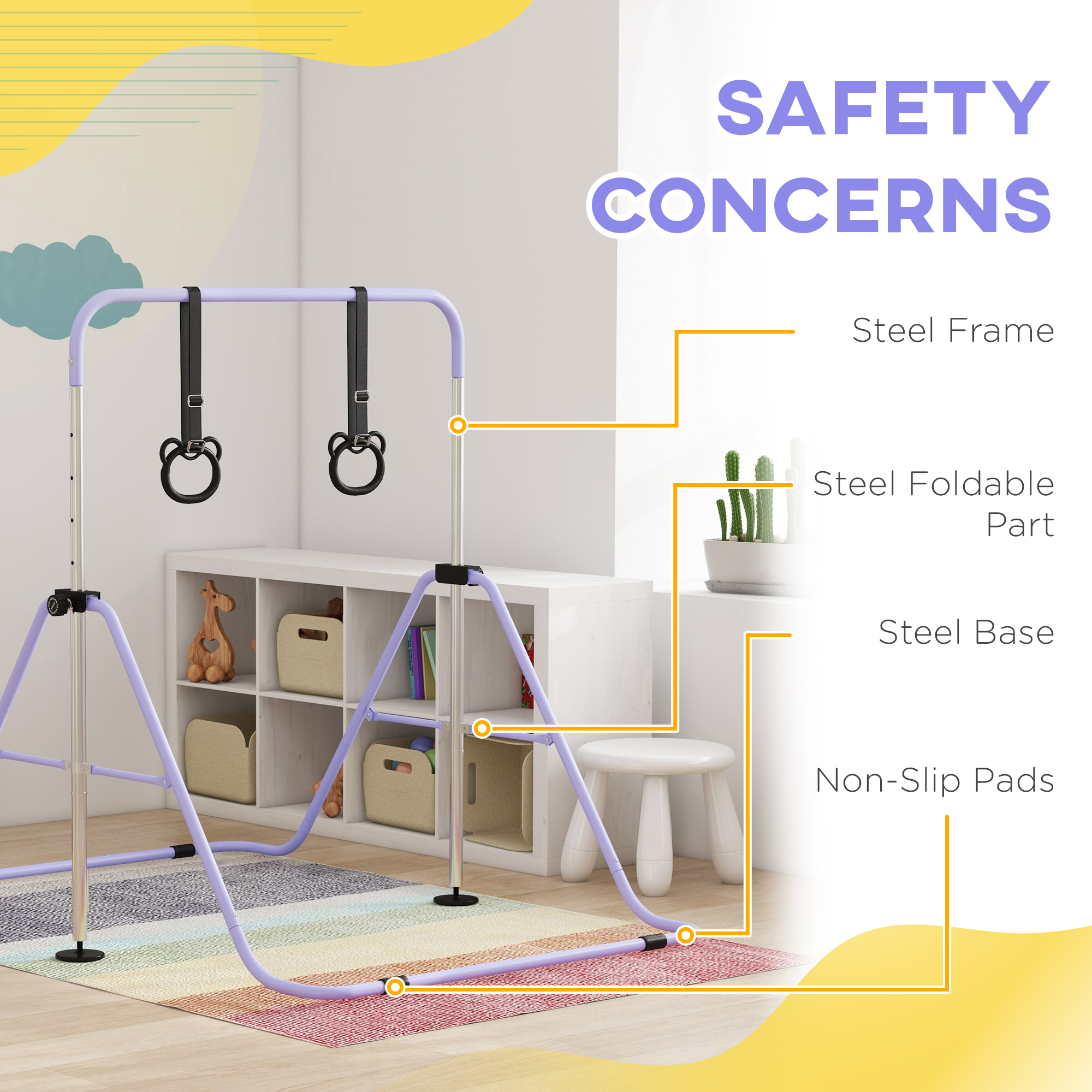 Adjustable Height And Foldable Children's Gymnastics Horizontal Bar With Anti — image 5