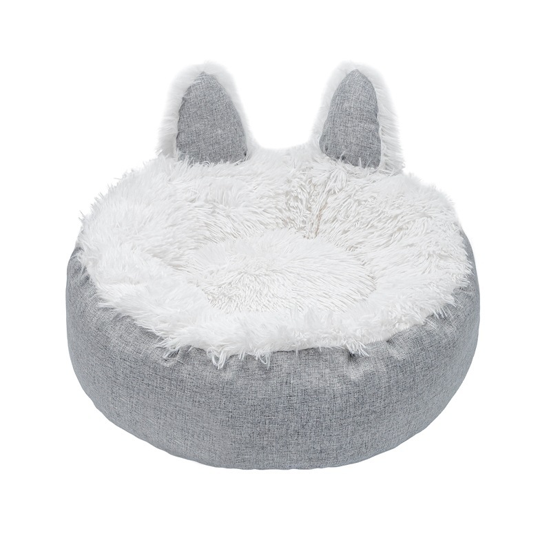ที่นอนแมว Plush หูแมว นุ่มสบาย สำหรับแมวในบ้าน มีเบาะรองนอนถอดได้ กันลื่น เหมาะสำหรับอากาศเย็น
