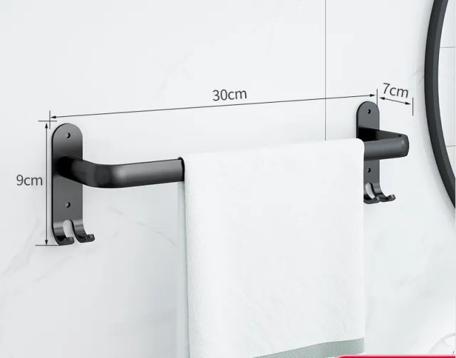 Perforated Free Space Aluminum Towel Rack Black Towel Bar 30Single Layer - Shop at LoveMi