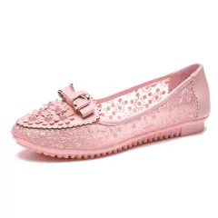 Peas Shoes Soft Sole Casual Breathable Single Shoes Women's Trend - Pink - View 1