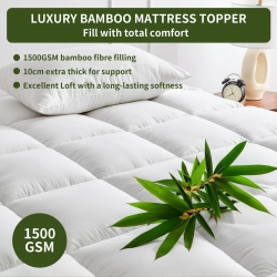 1500GSM Bamboo Mattress Topper Extra Thick 10CM Bed Topper