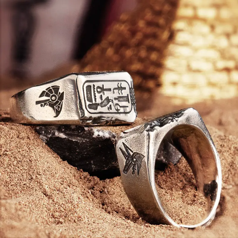 Ancient Egyptian Pharaoh Totem Silver Ring