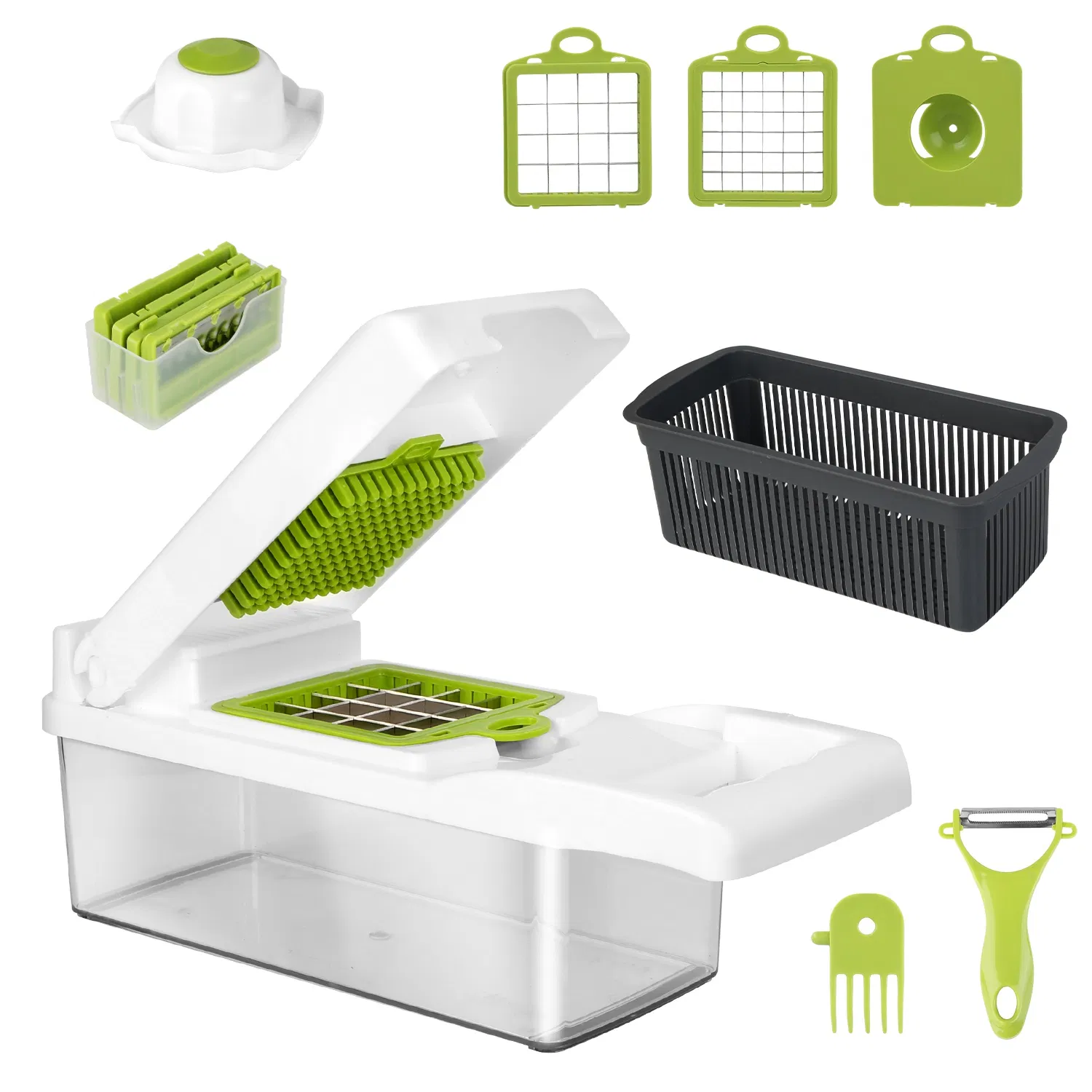 12 In 1 Vegetable Chopper With Container Kitchen Food Slicer Dicer Grater Peeler Egg Separator Hand Protector For Onion Salad Potato GPCT2055Pro - Image 5