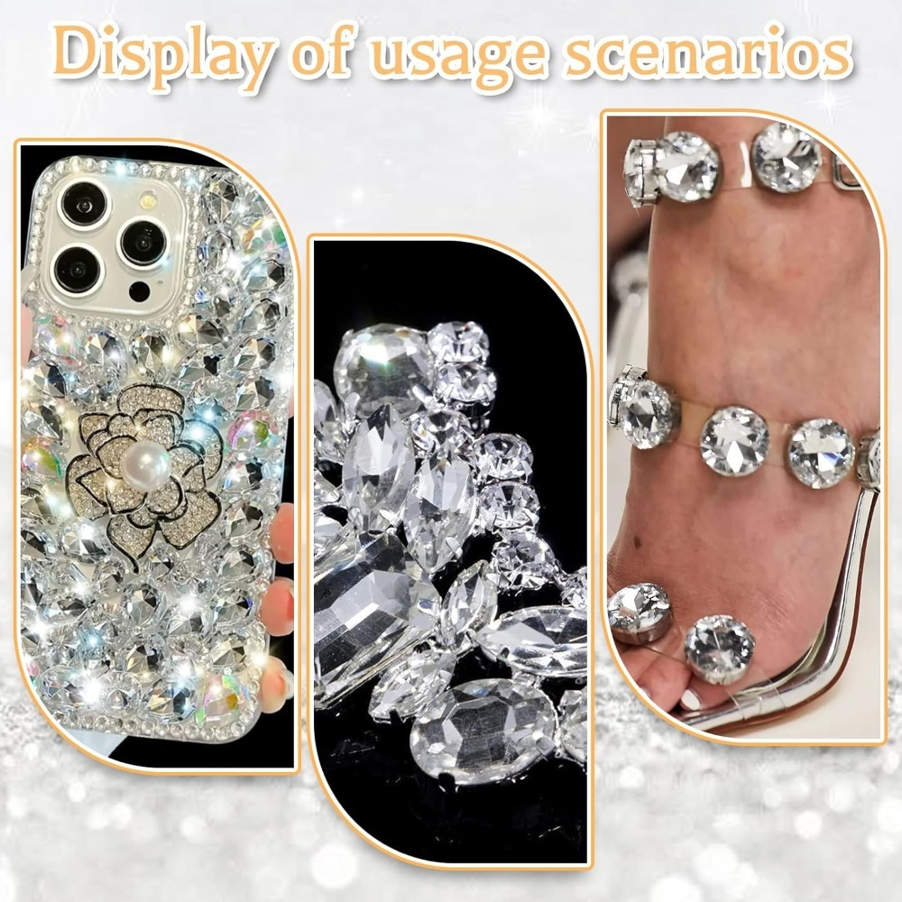 Sew On Rhinestones 300 PCS Mixed Shapes Single-Claw Clear Glass Stones For Versatile Craft Use