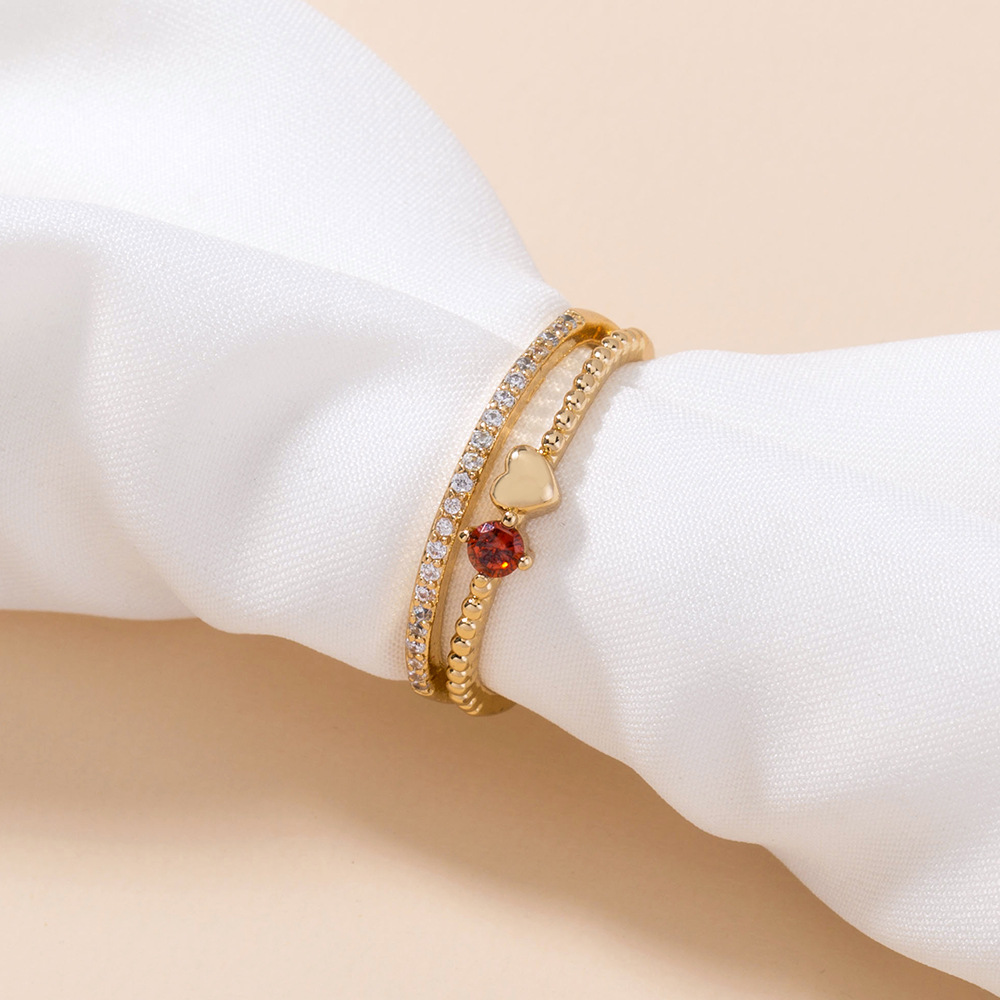 Red Gemstone  Micro-set Index Finger Ring