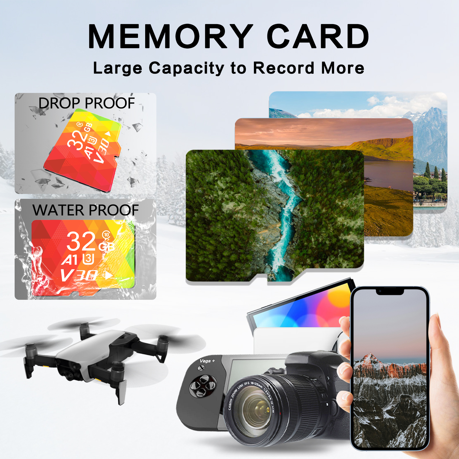 3-Pack 32GB Memory Card, A1 App Performance, U3-V30 Video Recording, Universal Compatibility