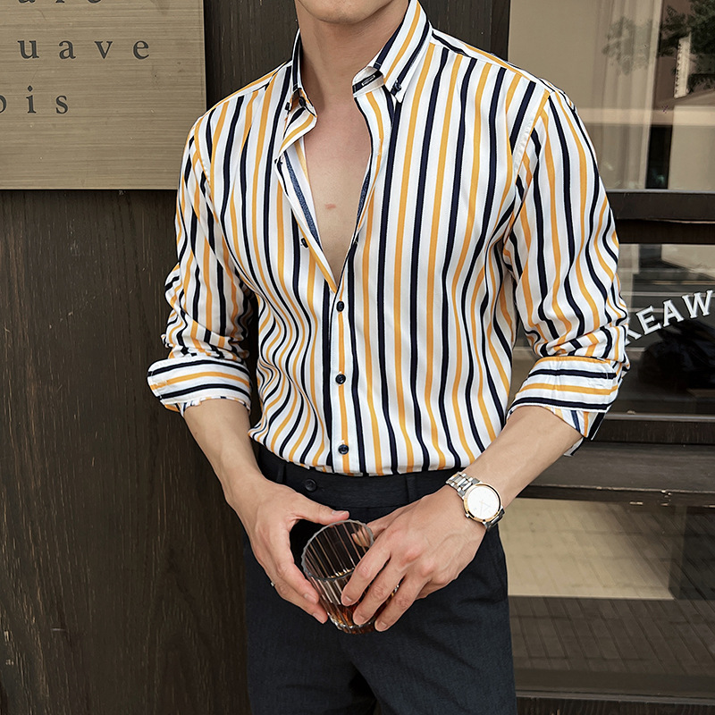 Men's Long-sleeved Striped Shirt