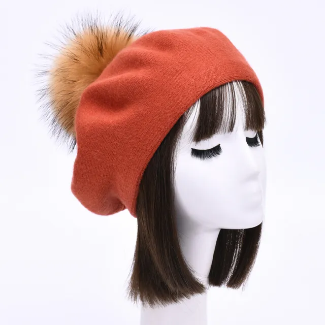Autumn Winter Berets Hat Women Casual Knitted Wool Beret Wit Orange - Shop at LoveMi
