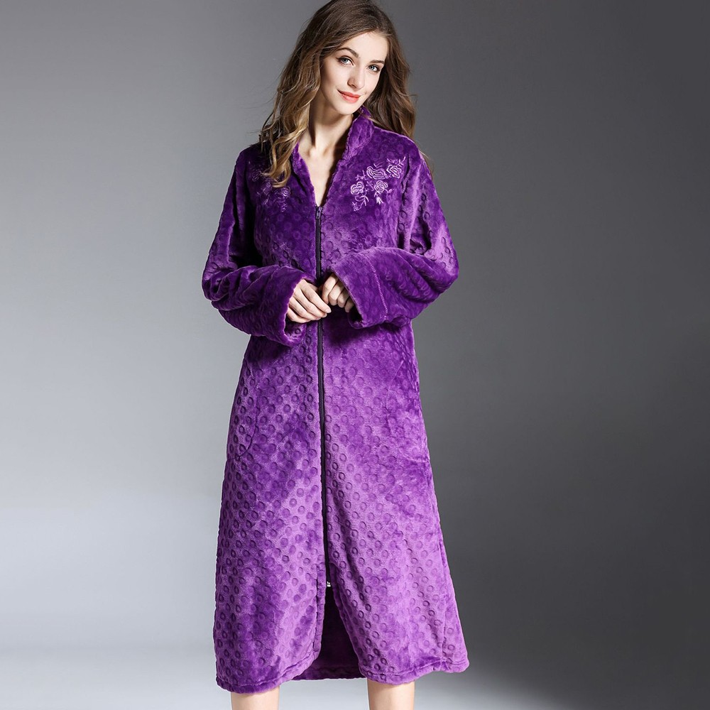 Title 3, Flannel Nightdress With Exquisite Embroidery An...