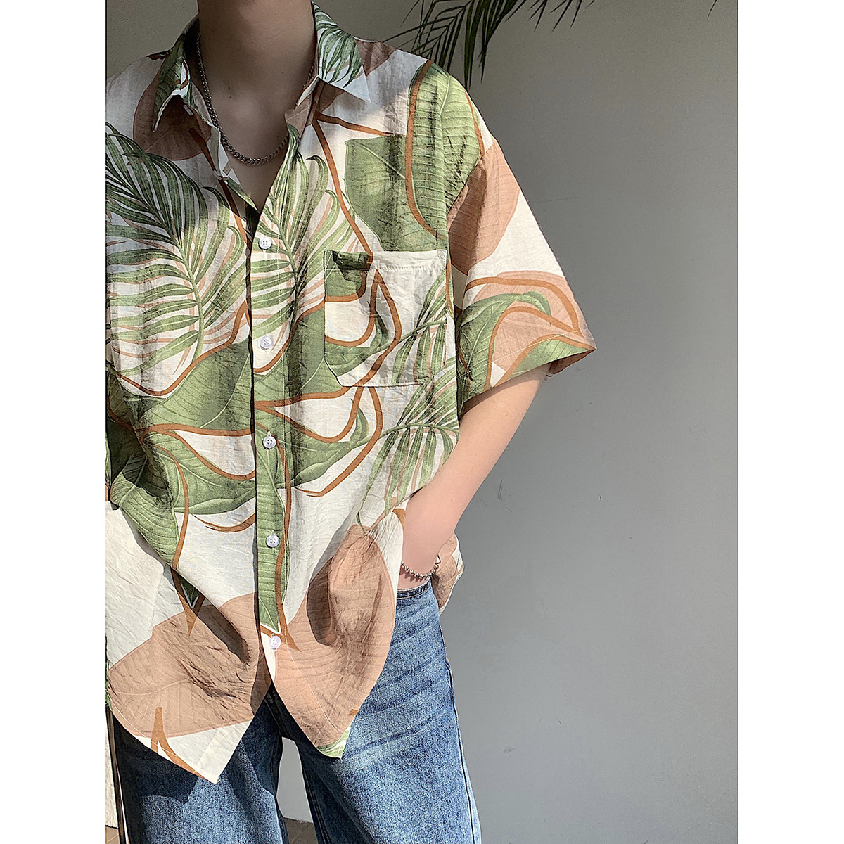 Title 2, Heren Lazy Korean Style Beach Shirt, losvallend...