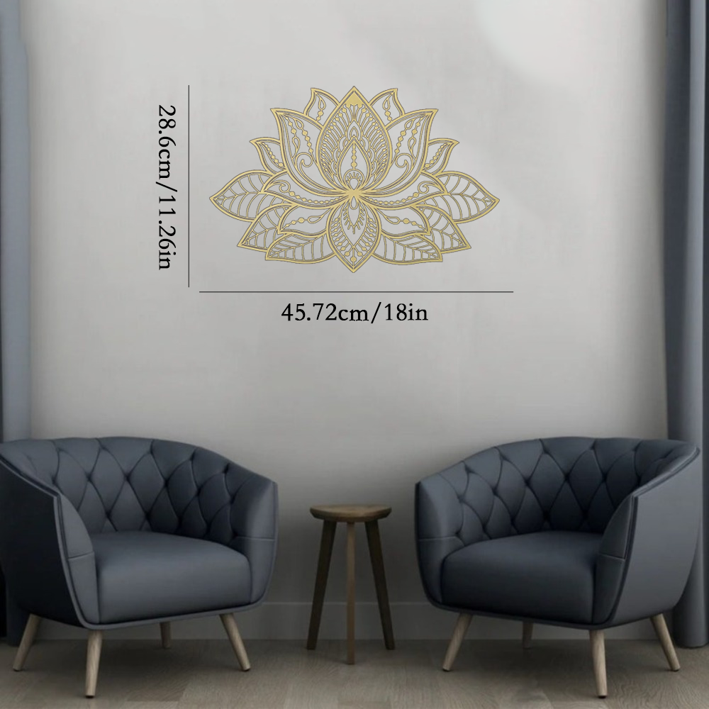 Radiant Lotus Mandala Metal Wall Art - Zen Bohemian Decor For Living Room