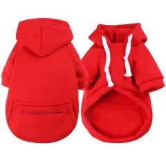 Autumn And Winter Dog Zipper Pocket Clothes Cat Sweater - Red - View 1