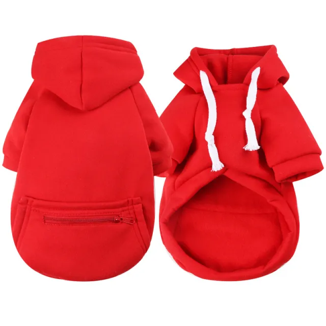 Autumn And Winter Dog Zipper Pocket Clothes Cat Sweater Red - Shop at LoveMi