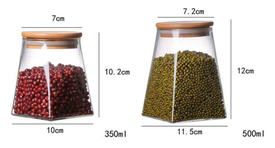 Glass tea canister size chart