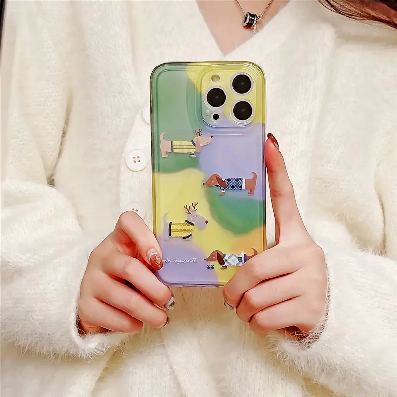 Colorful Cute Dachshund Dog Soft Phone Case