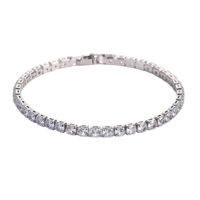 Sleek Luxury Sparkling Zircon Bracelet,Detachable Extender Chain,Unisex For Daily Wear, Christmas Outfits And Beach Occasions Silvery - Shop at LoveMi