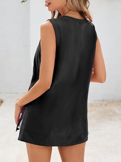Fisoew Womens Summer Tank Top V Neck Sleeveless Tunic for Workout and Casual Wear