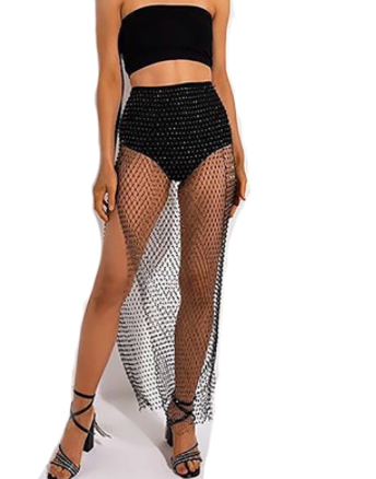 Nightclub Prom Fishing Mesh Water Diamond Skirt