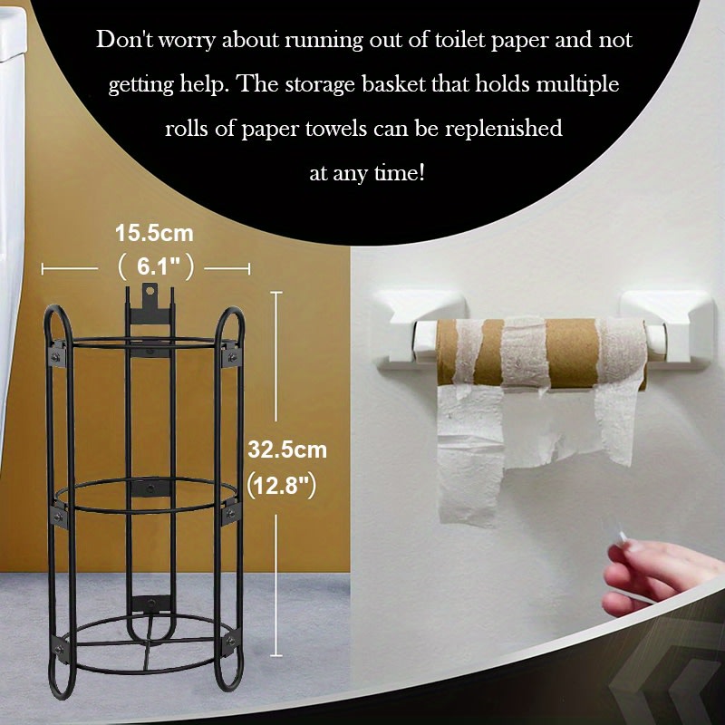 Toilet Paper Holder Stand, Black Toilet Paper Holder Stand Stainless Steel Rustproof Tissue Roll Holder Floor Stand Storage For Bathroom 6