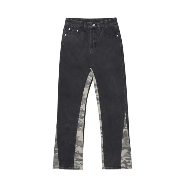High Street Fashion Brand Washed And Distressed Retro Camouflage Pants Black - Shop at LoveMi