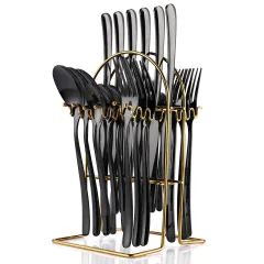 Stainless Steel Cutlery 24-piece Set Moonlight 666 West Cutlery Rack - Black - View 1