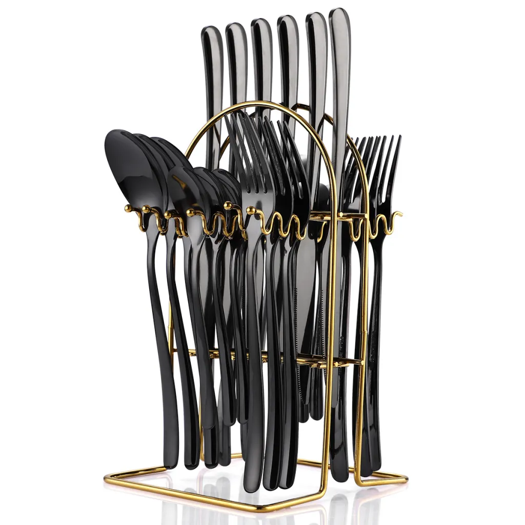 Stainless Steel Cutlery 24-piece Set Moonlight 666 West Cutlery Rack - Black