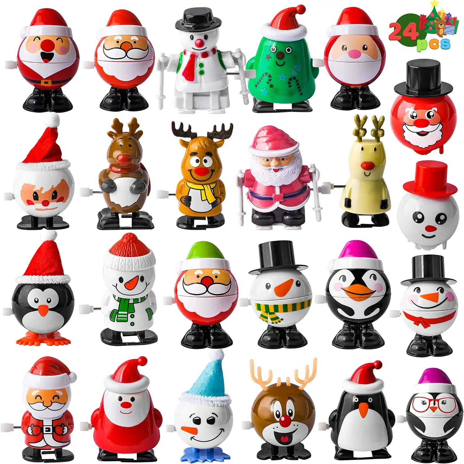 24 Pack Christmas Wind-Up Toys, Assorted Holiday