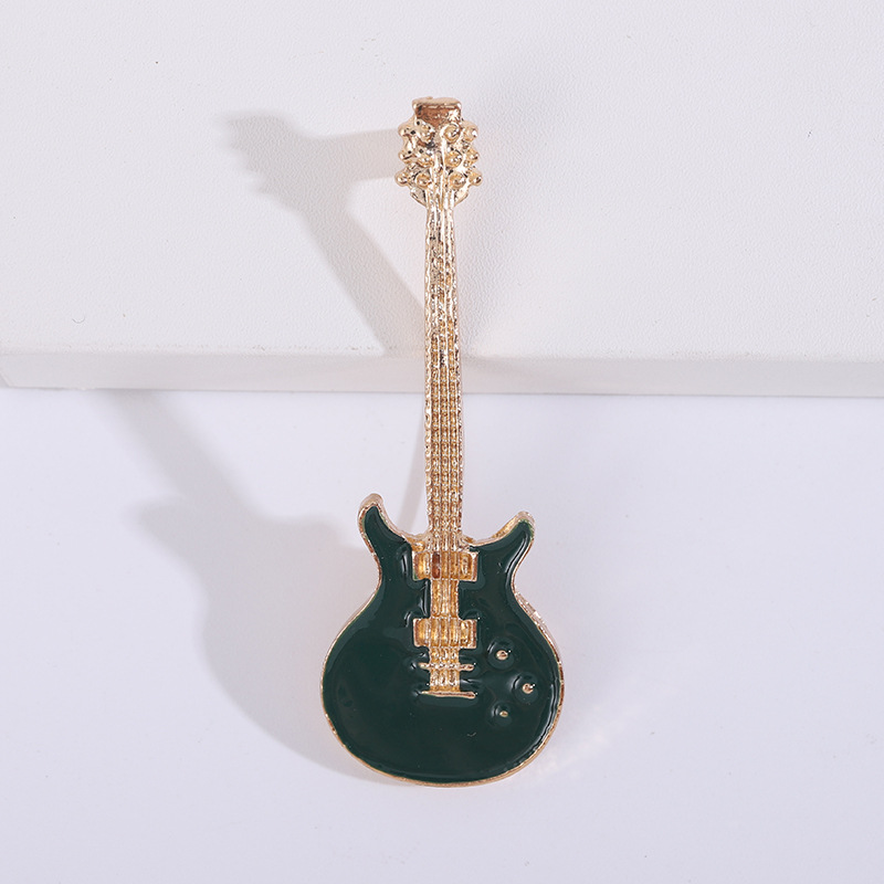 Women's Fashion Alloy Oil Drip Guitar Corsage Green - Shop at LoveMi