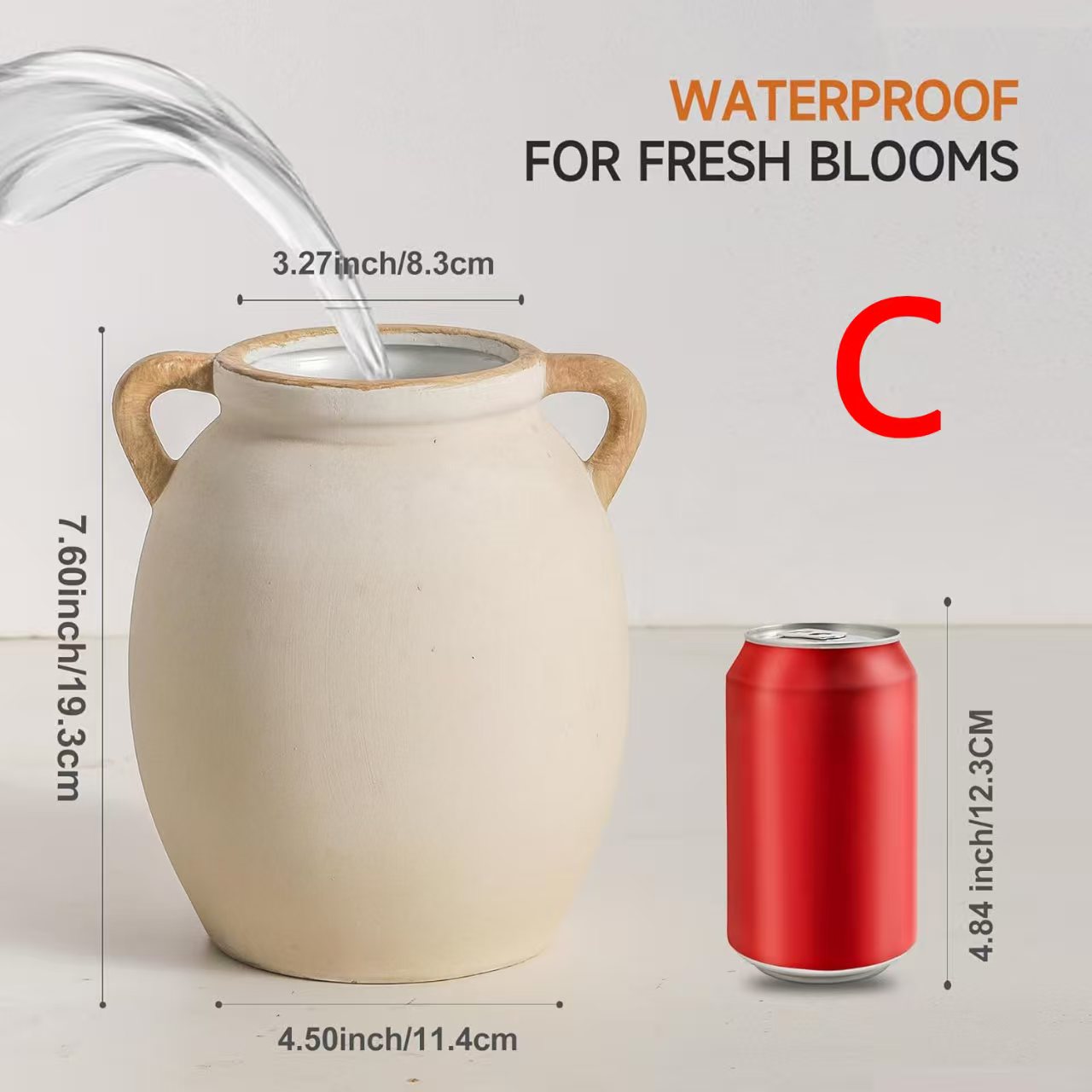 Vintage Ceramic Flower Pot Vase With Handle, Decorative Water Cultivation Jar, Home Decoration Ornament, 1pc Creative Design