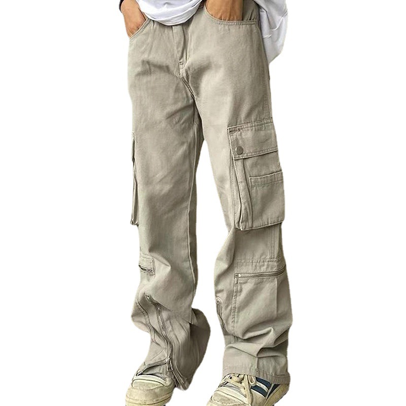 New Vintage Zip Split Multi-pocket Jeans