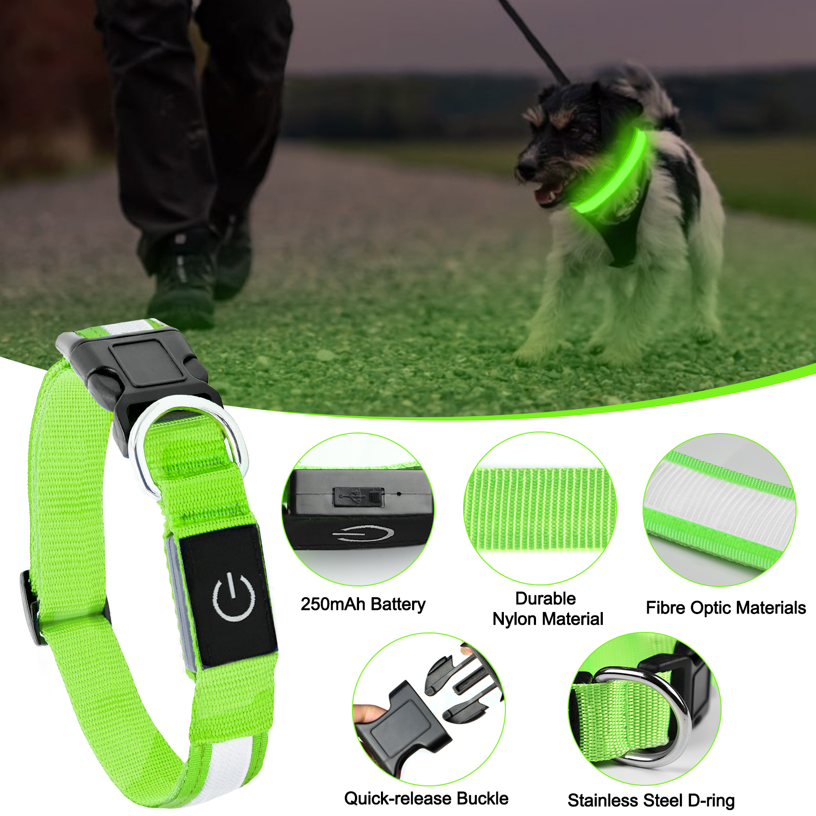 Light Up Dog Collar - Lights For The Dark Night, Adjustable Flashing — image 11