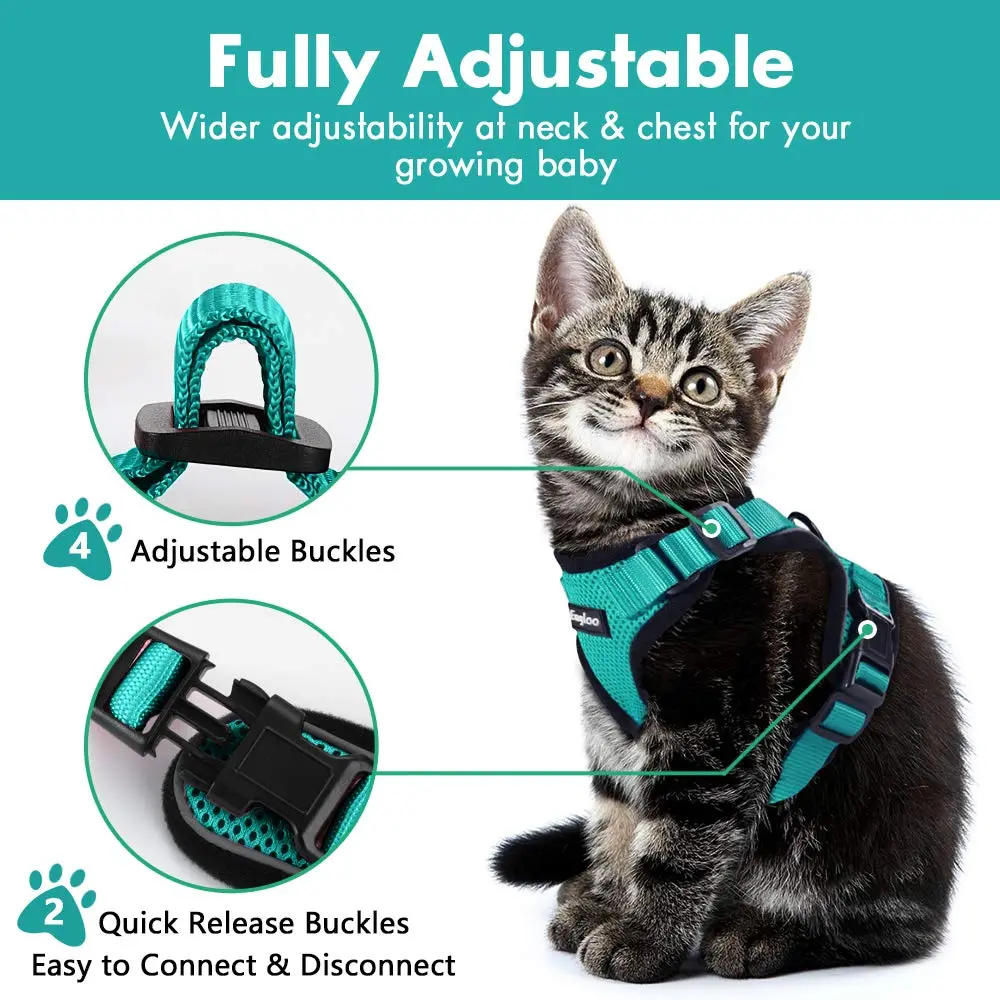 Escape Proof Cat Vest Harness And Car Seat Belt Adapter Adjustable