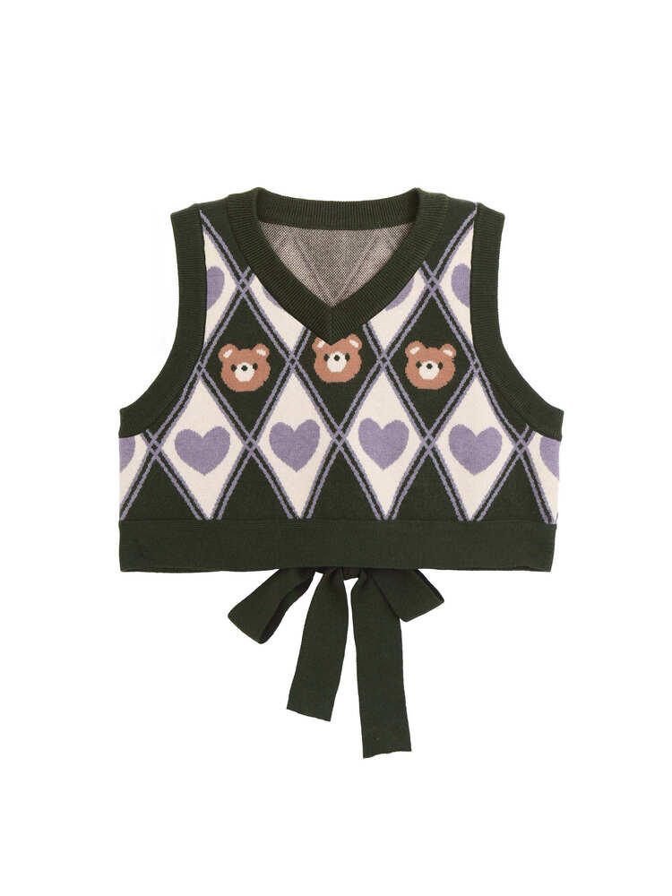 American Retro Layered Knitted Vest Top Autumn