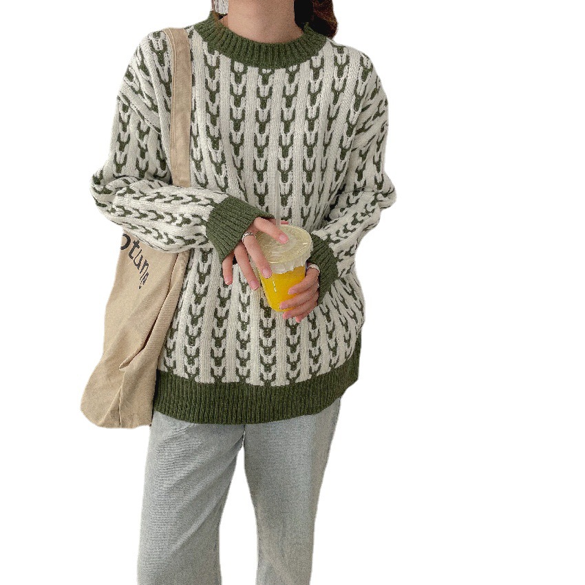 Ladies Raccoon Fleece Loose Knitted Sweater