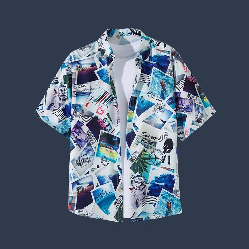 Title 8, Hawaiian Beach Flower Shirt Short Sleeve Mens ...