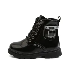 Autumn British Style Childrens Martin Boots - Black - View 1