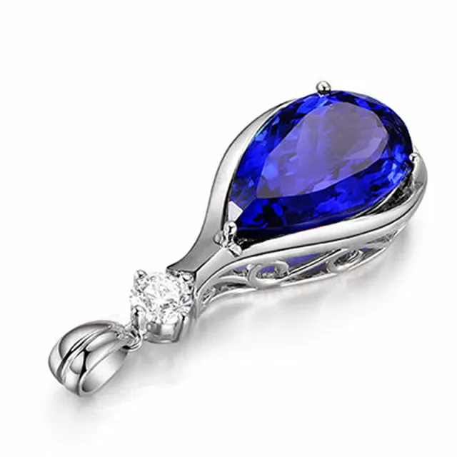Angel Eyes Blue Crystal Sapphire Tanzanite Pendant Necklaces For Women Jewelry Bijoux Party Fashion Gifts Sapphire Pendant - Shop at LoveMi