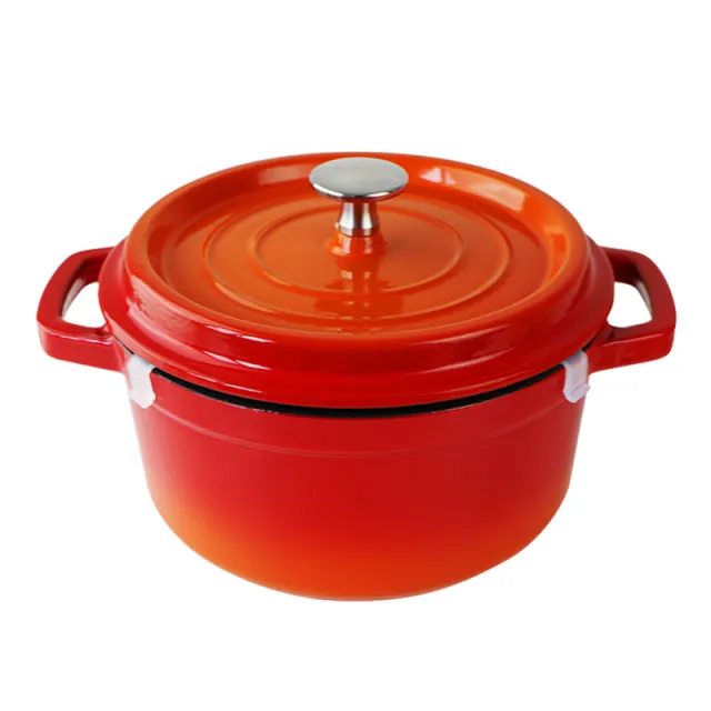 European Cast Iron Enamel Soup Pot 22cm Saucepan Soup Pot Orange - Shop at LoveMi