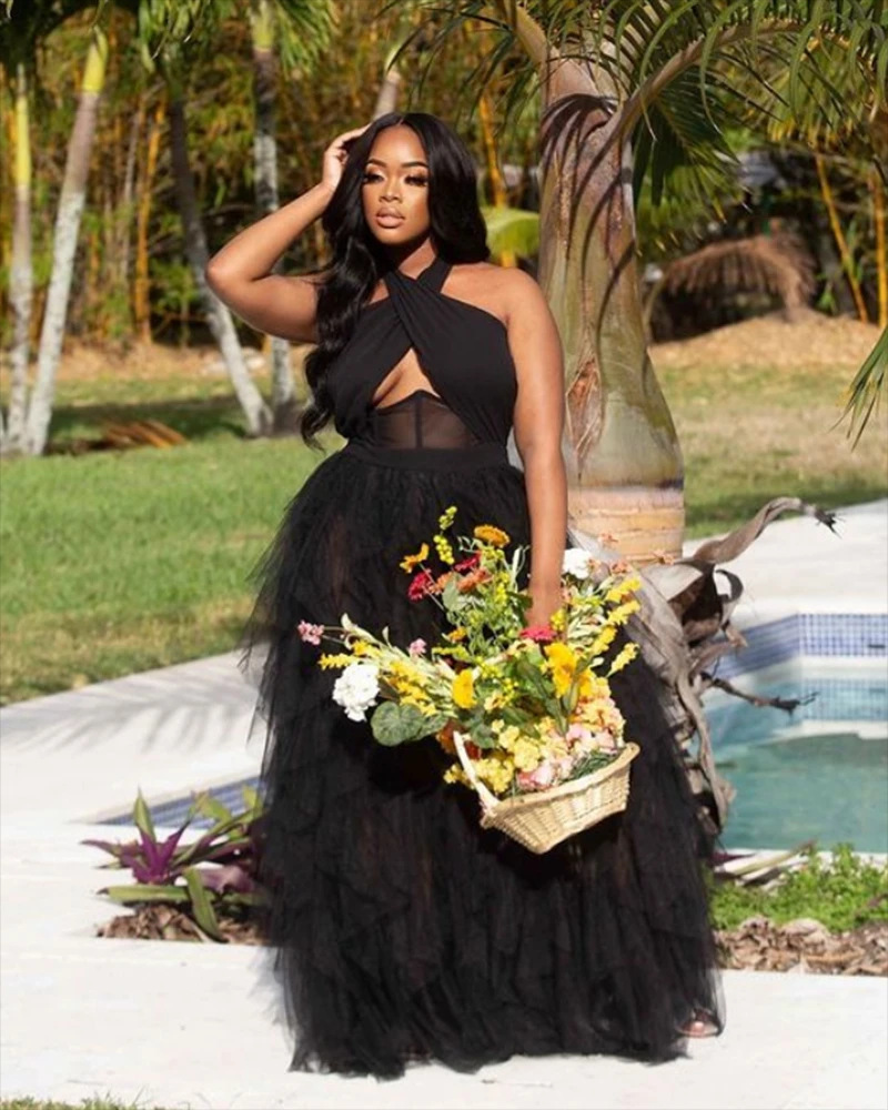 Evening Net Yarn Dress Court Corset Black - Shop at LoveMi